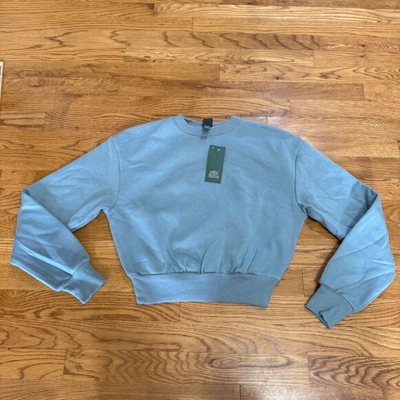 NWT Wild fable Womens crew neck long sleeve‎ cropped sweatshirt slate blue XS - Picture 1 of 2